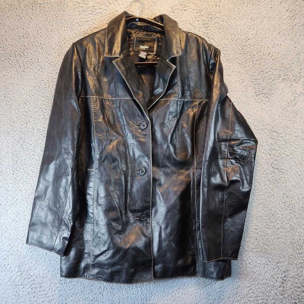 Mossimo Jacket Womens 18W Leather Jacket Biker Moto Button Front Pockets